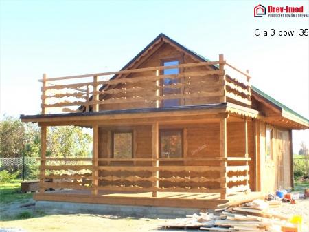 Dom drewniany Ola 3 pow: 35 m2 przy podstawie + taras 12,50 m2  
